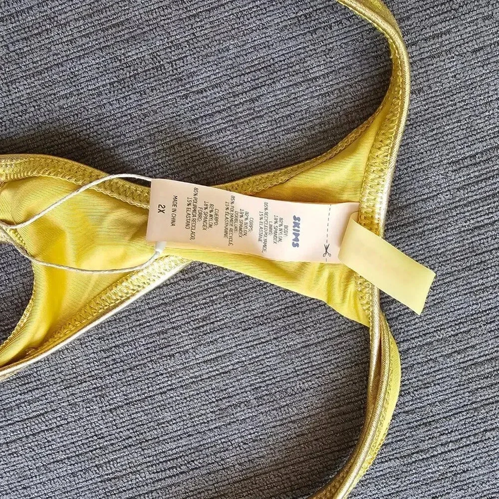 Skims Signature Swim Gold Cut Out Monokini Racerback One Piece Swimsuit Size 2X